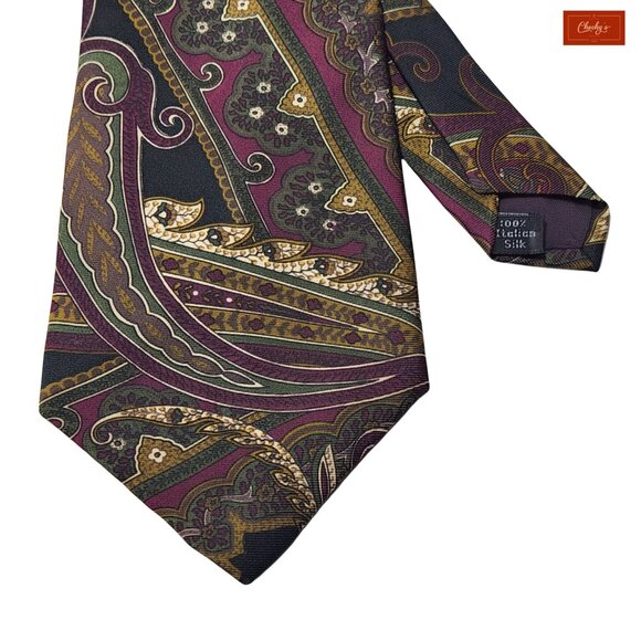 Halston Various Dark Colors 100% Italian Silk Tie 56" Long 4" Wide(ID150) - Picture 3 of 5